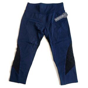 RAG Capri Activewear Leggings Sweat Wicking Womens L Yoga Gym Peacoat Navy Black